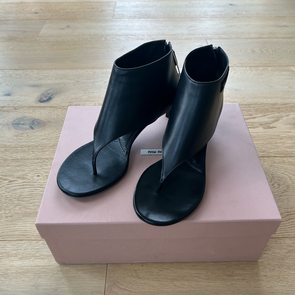 Miu Miu Thong Kitten Heel Booties